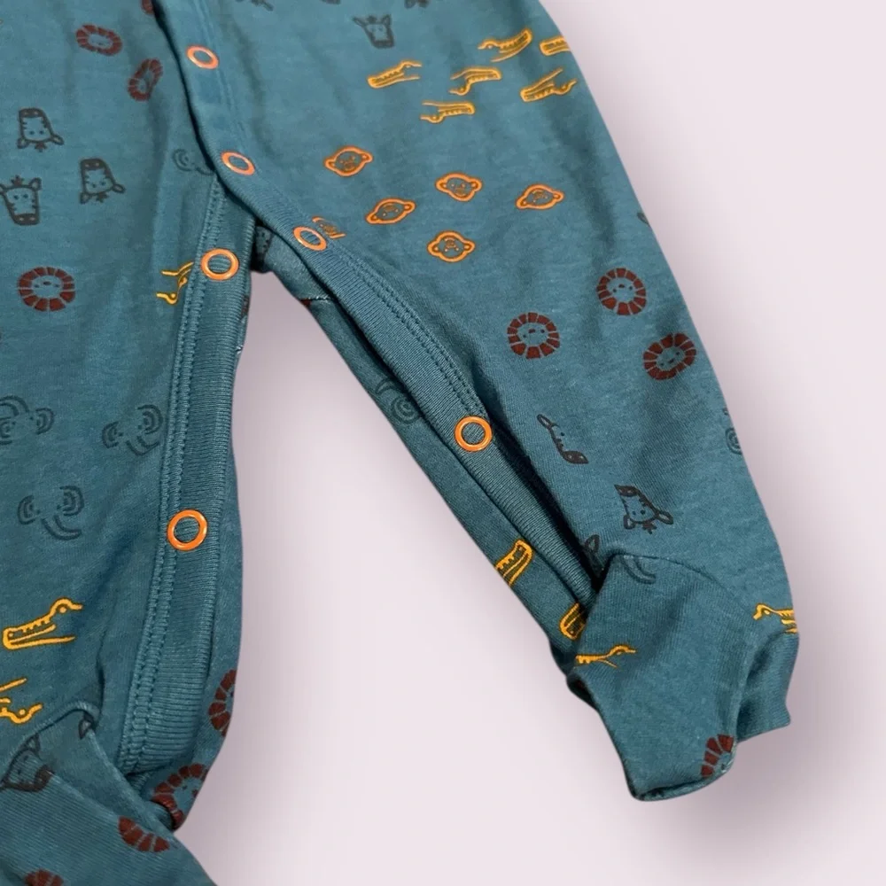 NWOT Baby Carter's Teal Animal Patterned One Piece Footies Size 3 Months